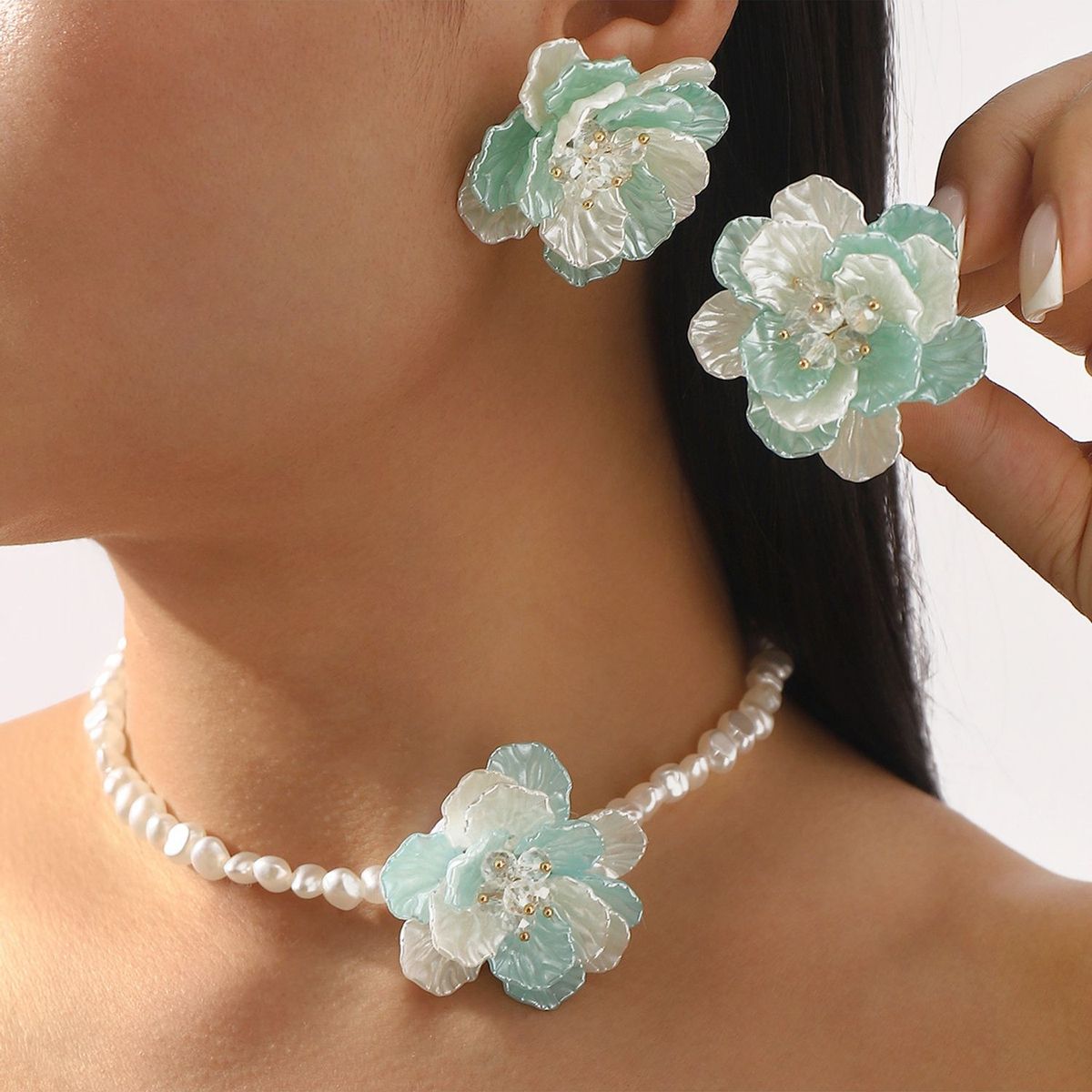 TIOZONEY - Collar y Aretes Mujer -Multicolor