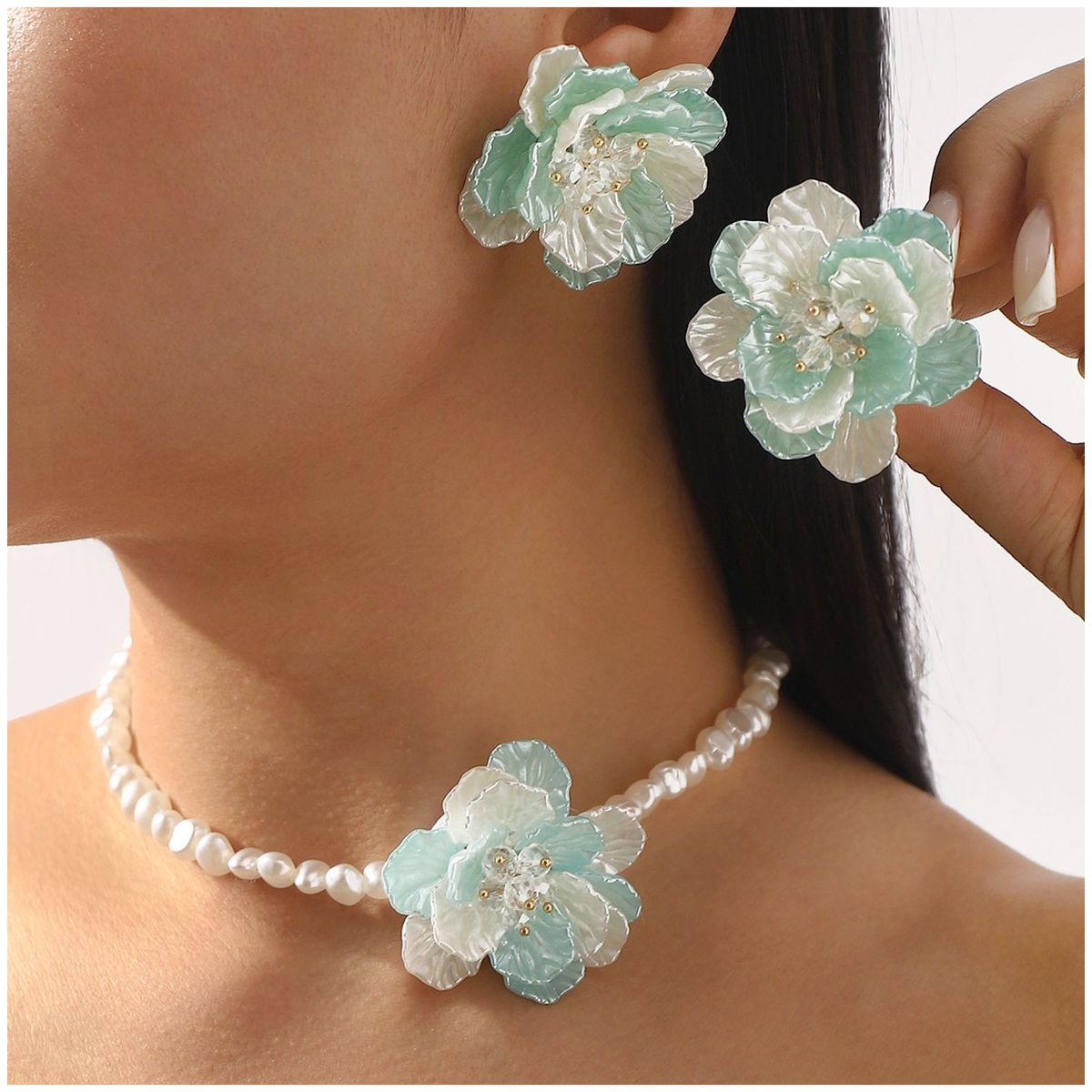 TIOZONEY - Collar y Aretes Mujer -Multicolor