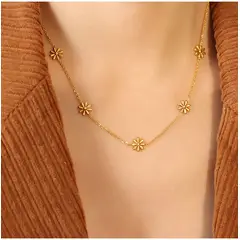 TIOZONEY - Collar de margaritas chapado en oro