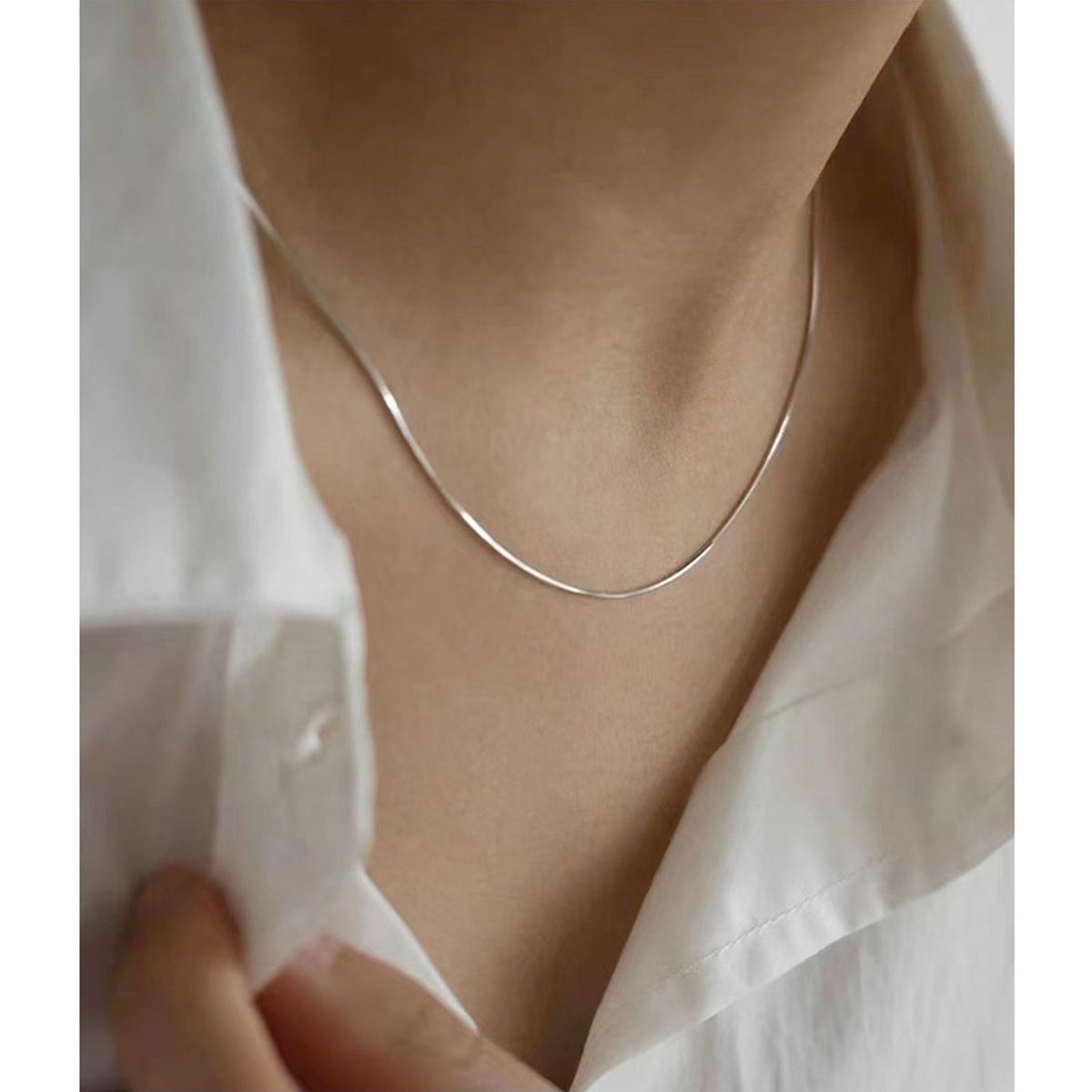 TIOZONEY - Collar de plata de ley para señora