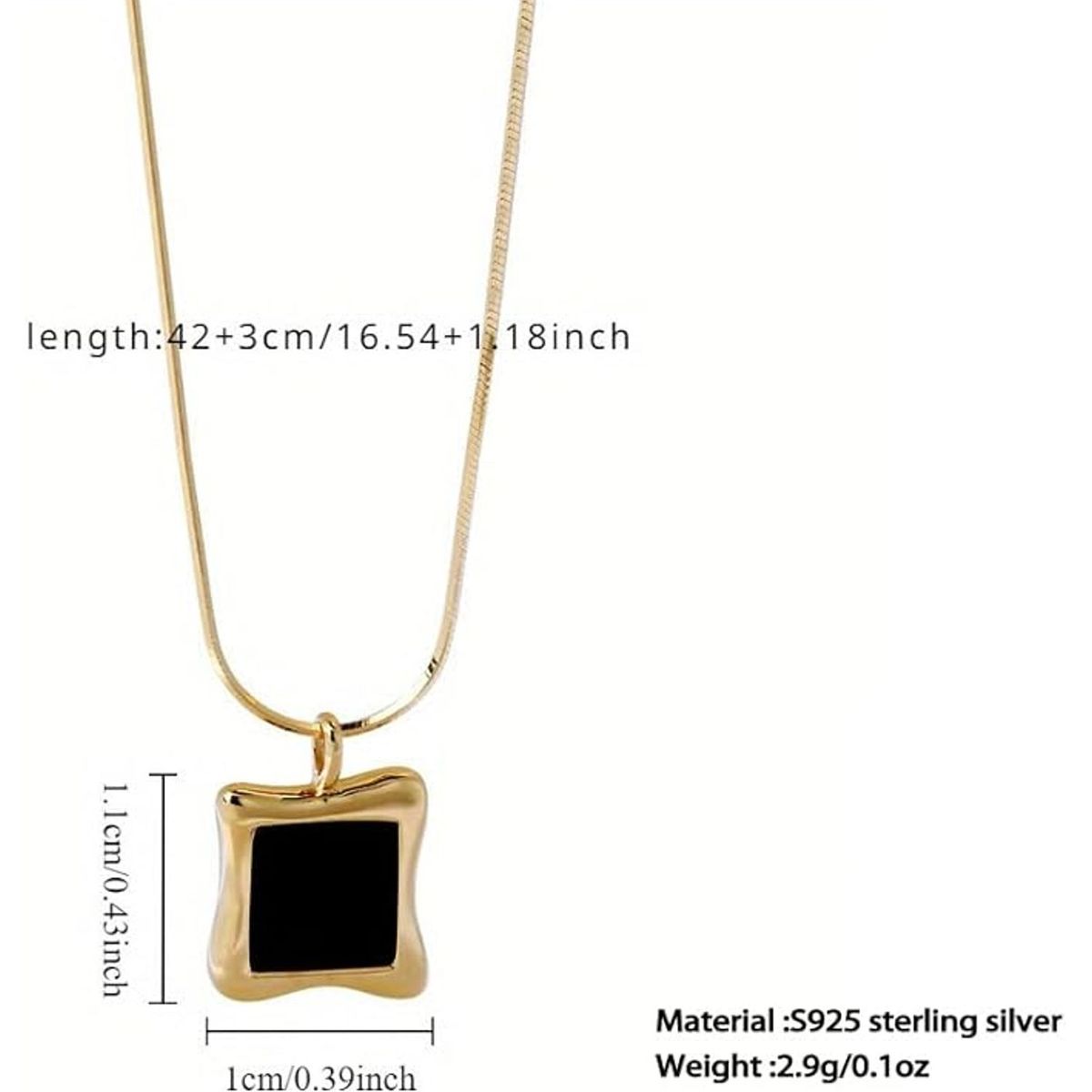 TIOZONEY - Collar Plata de Ley Colgante Onix