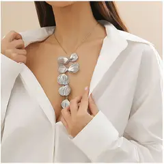 TIOZONEY - Collar largo con dije de hoja de flor en Y para mujer