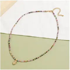 TIOZONEY - Collar de cuentas de piedras naturales de colores