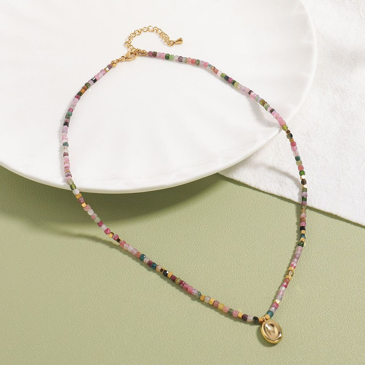TIOZONEY - Collar de cuentas de piedras naturales de colores