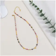 TIOZONEY - Collar de cuentas de piedras naturales de colores
