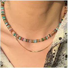 TIOZONEY - Collar de cuentas de piedras naturales de colores
