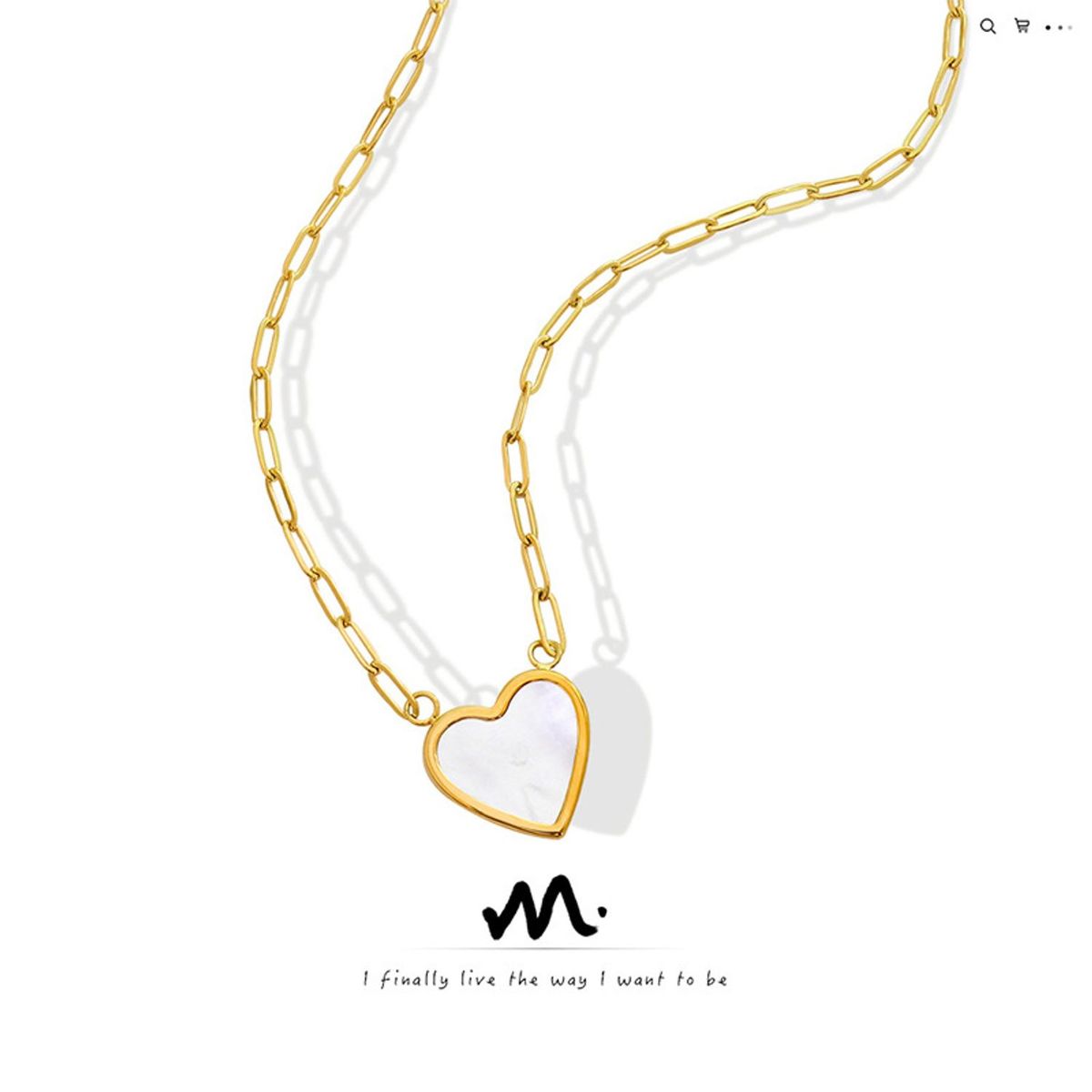 TIOZONEY - Collar con colgante de corazón chapado