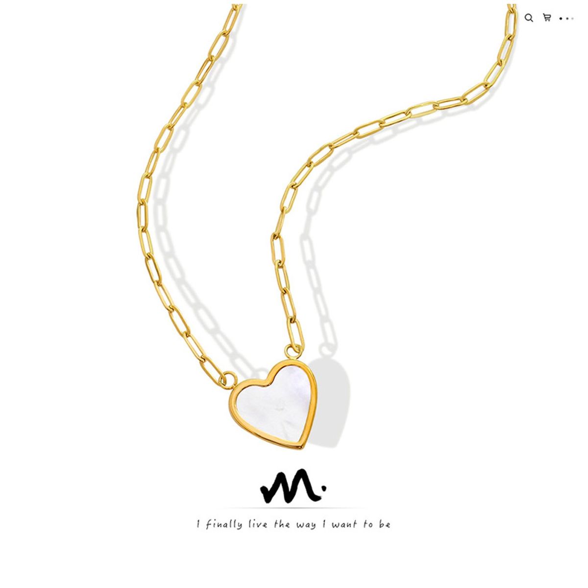 TIOZONEY - Collar con colgante de corazón chapado