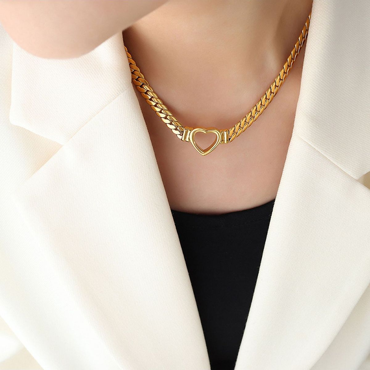 TIOZONEY - Collar de cadena gruesa de eslabones