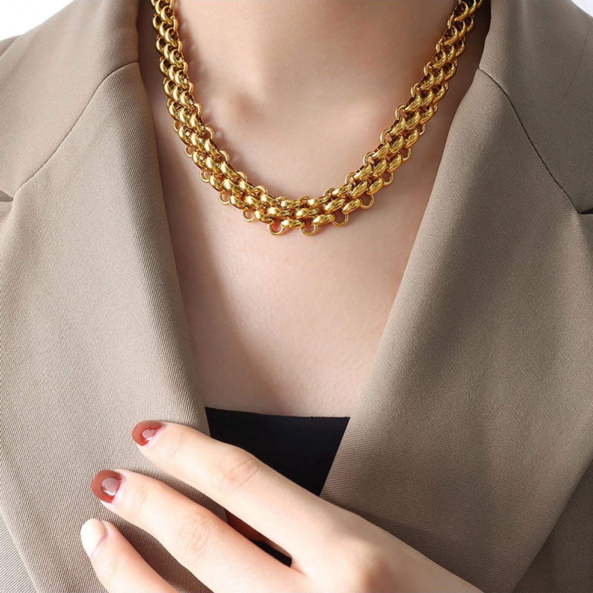 TIOZONEY - Collar de palanca de oro grueso para mujer