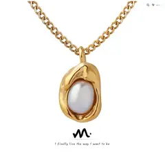 TIOZONEY - Collar de perlas chapado en oro