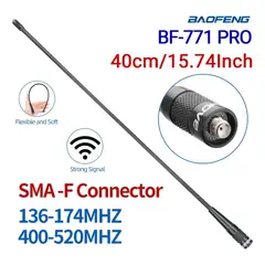 BAOFENG - Antena BF-771 Dual Band VHF UHF SMA-F Alta Ganancia 2.15-3dBi 144-430MHz Señal Profesional