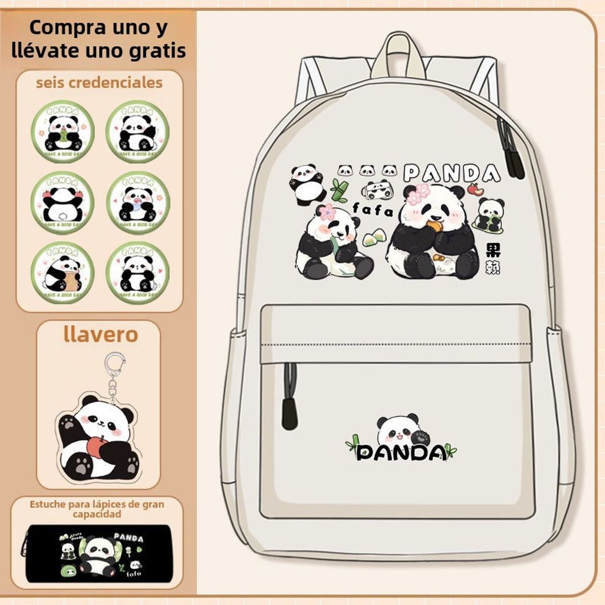 TIOZONEY - Mochila escolar panda para estudiantes