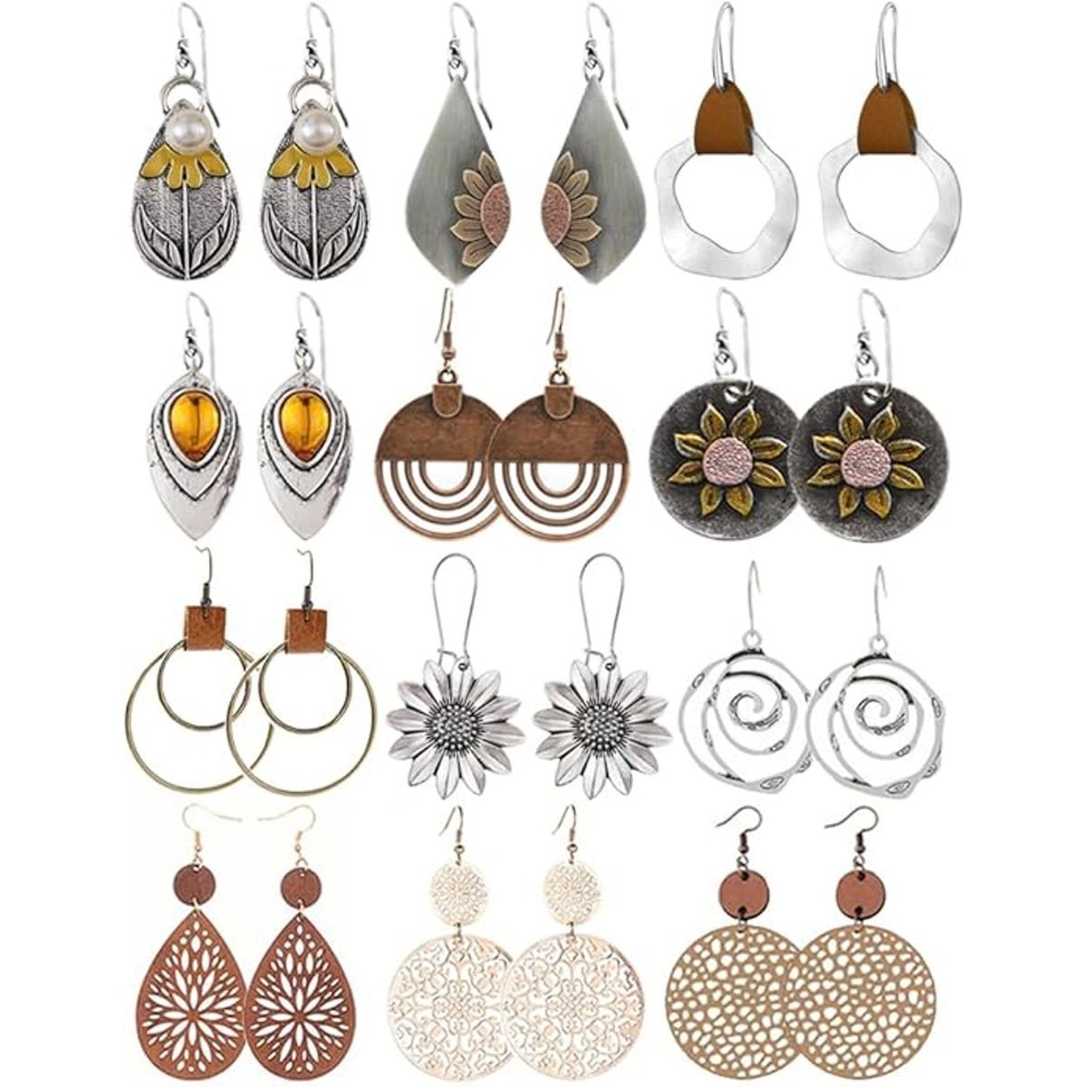 TIOZONEY - 12pcs Juego de Aretes Boho-Chic Tribal