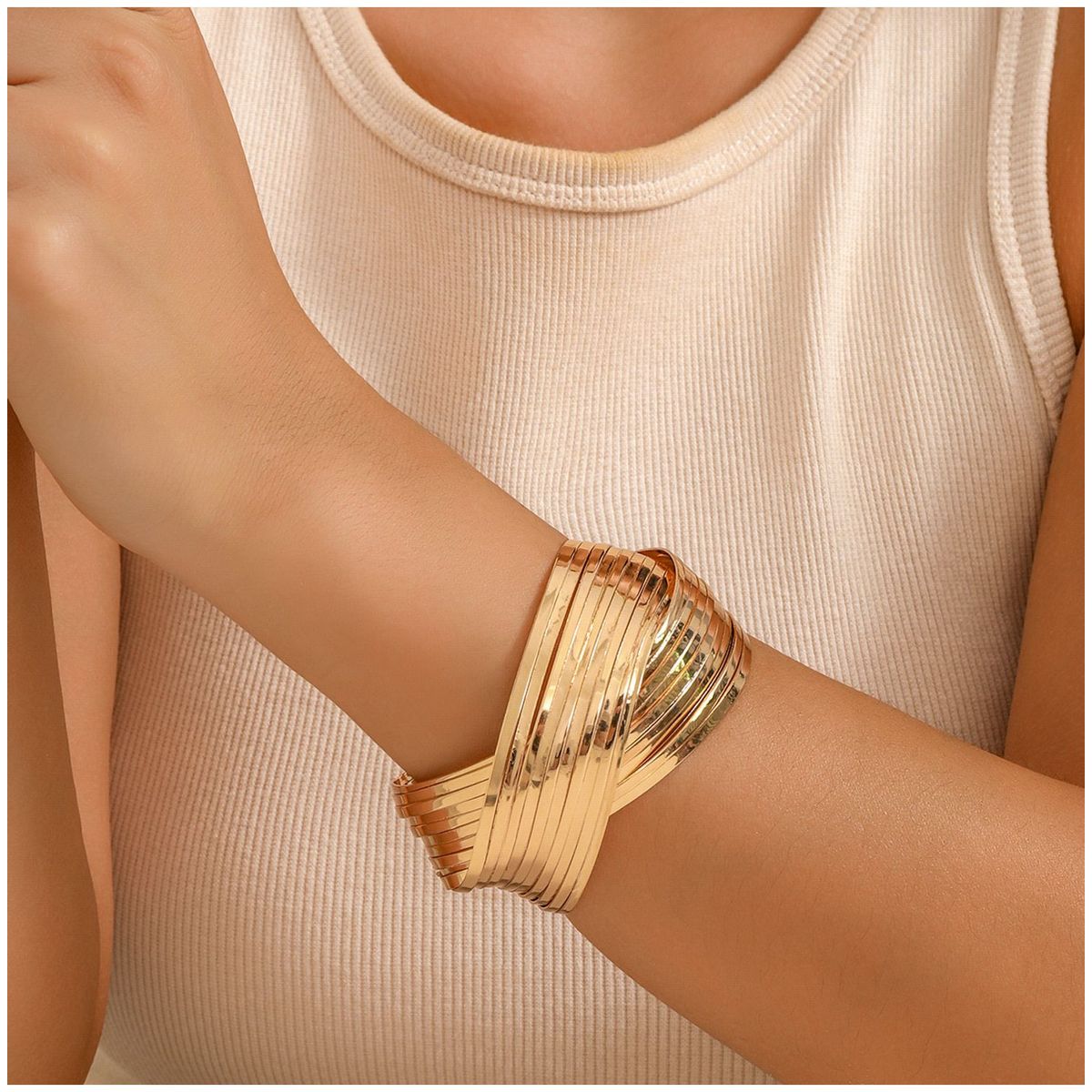 TIOZONEY - Pulsera de metal para mujer