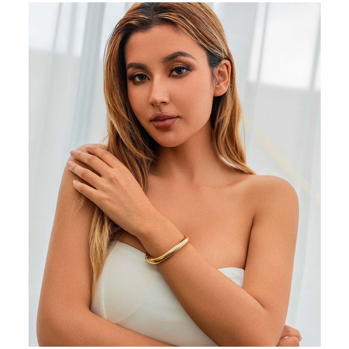 TIOZONEY - Pulsera chapada en oro para mujer