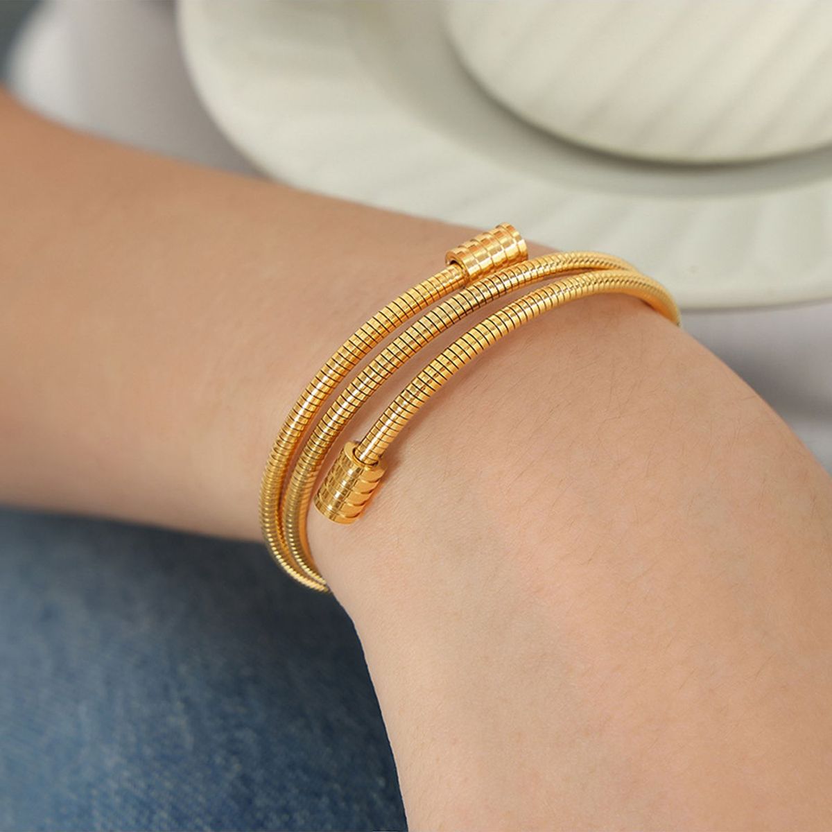 TIOZONEY - Pulsera ajustable de alambre en espiral