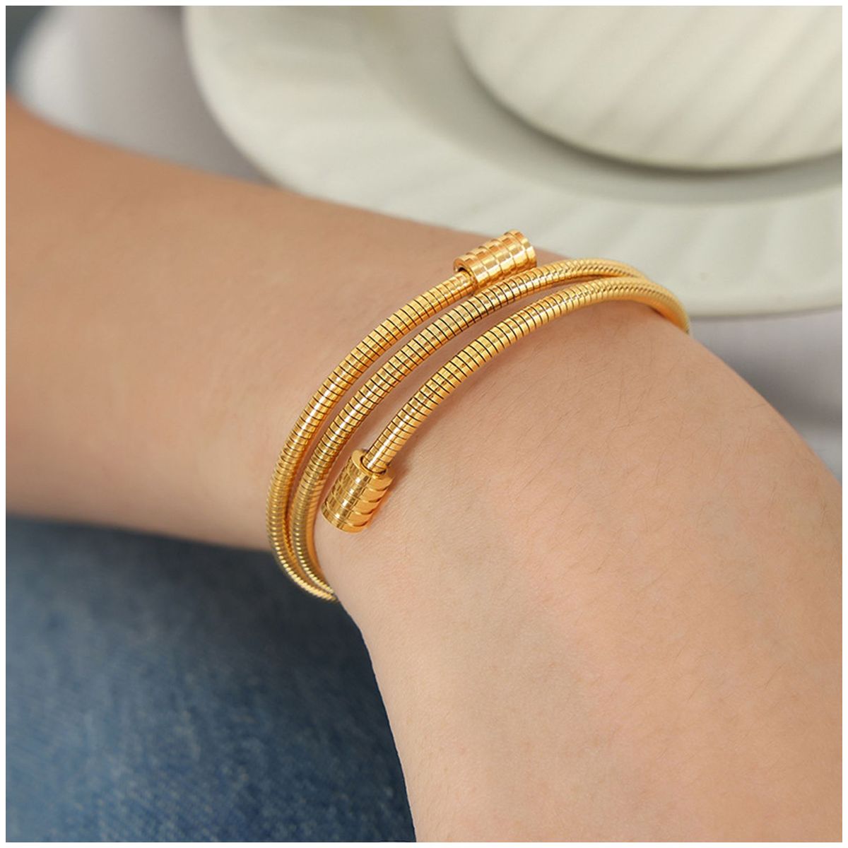 TIOZONEY - Pulsera ajustable de alambre en espiral