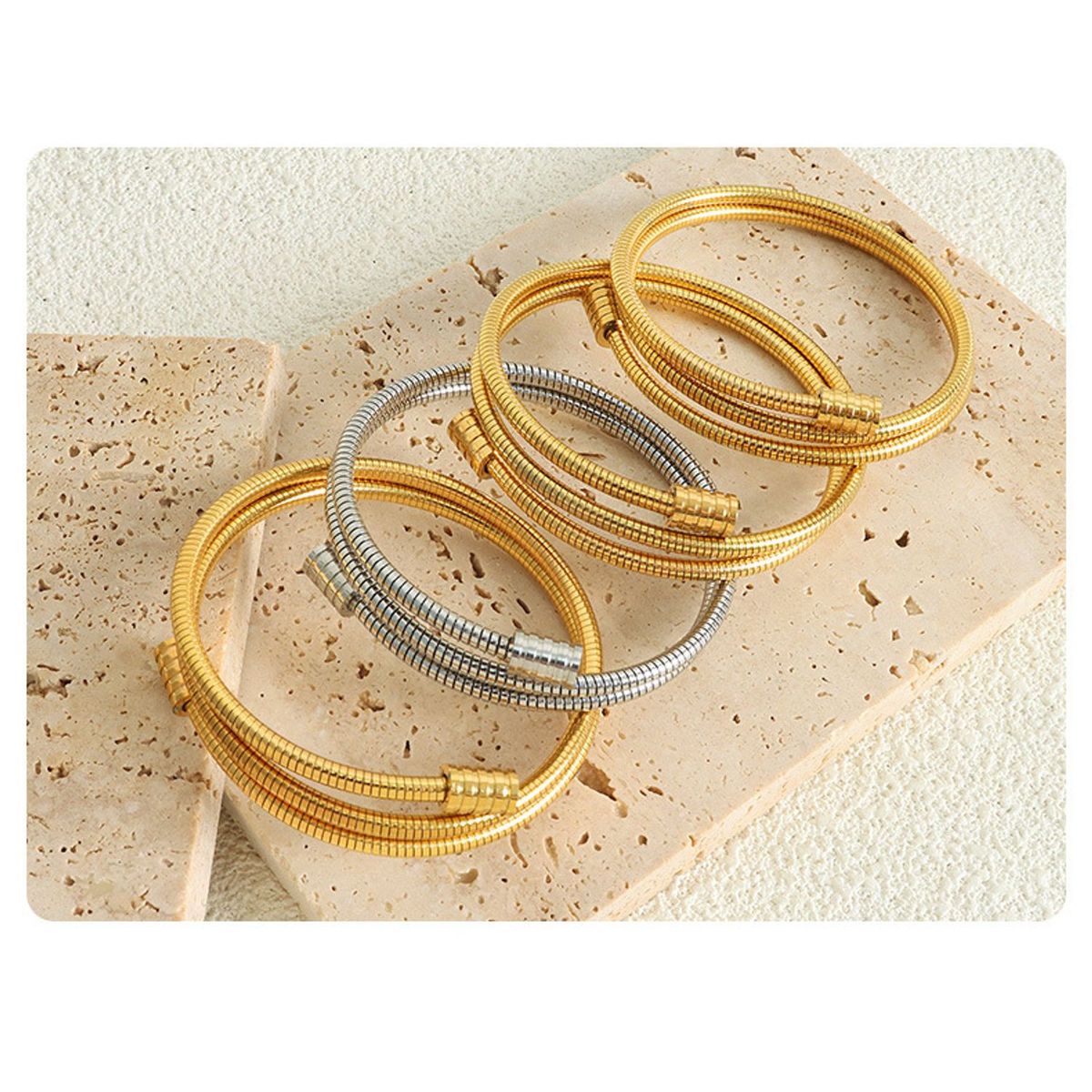 TIOZONEY - Pulsera ajustable de alambre en espiral