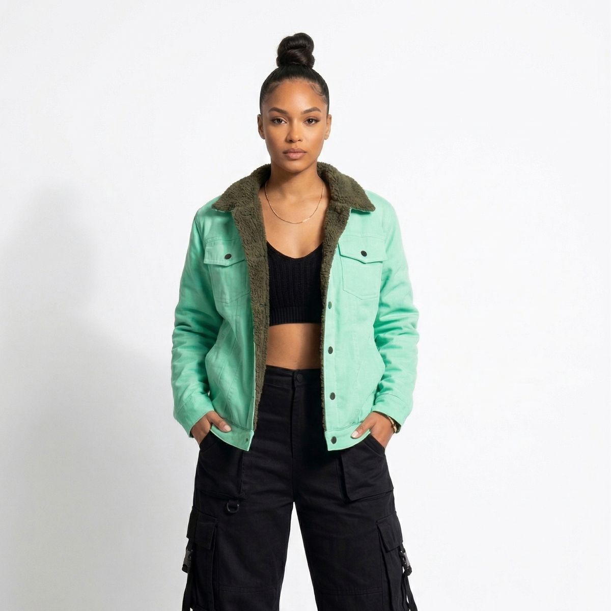 D'JOE - Chaqueta Nacional Menta Con Polar Pecho Y Espalda Oferta