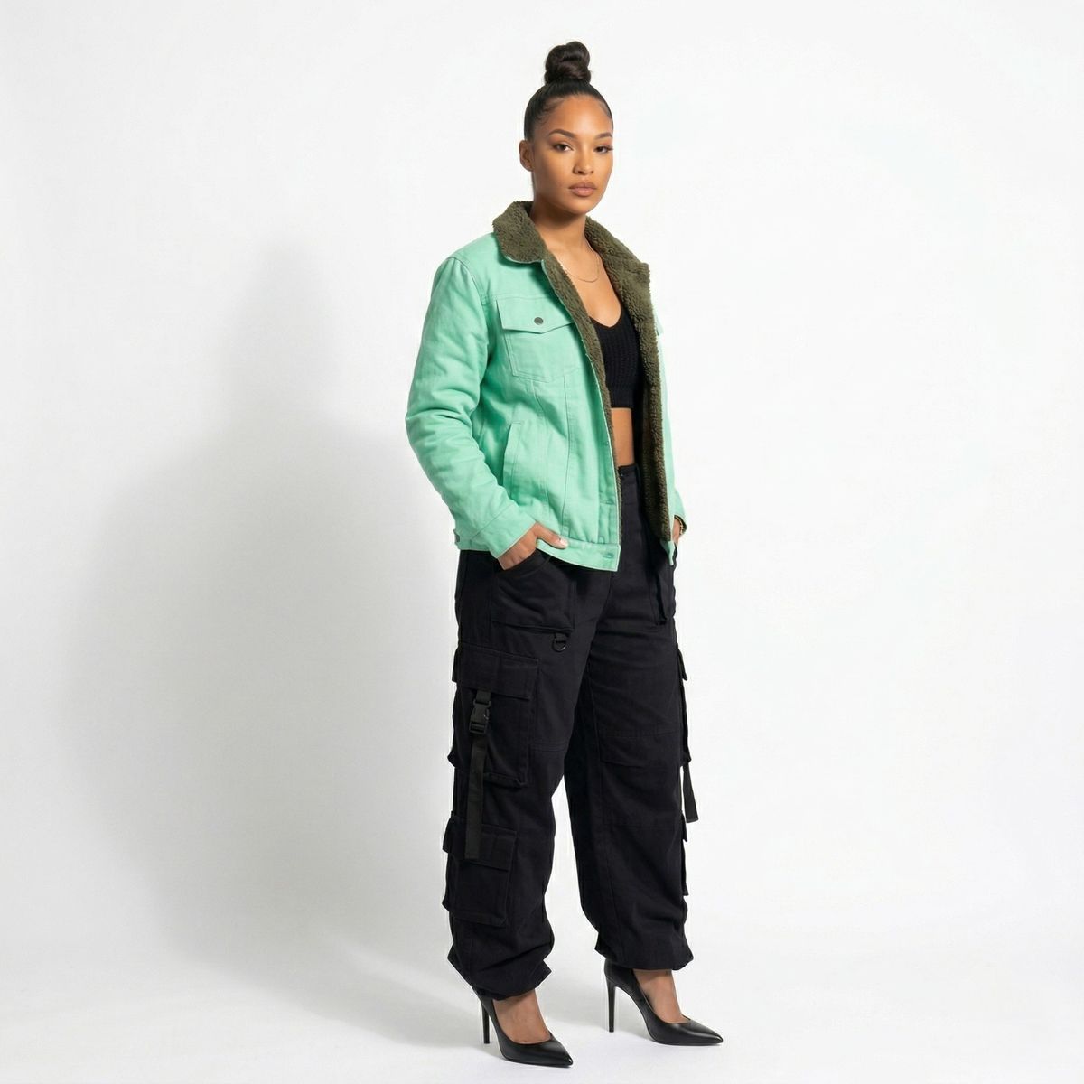 D'JOE - Chaqueta Nacional Menta Con Polar Pecho Y Espalda Oferta