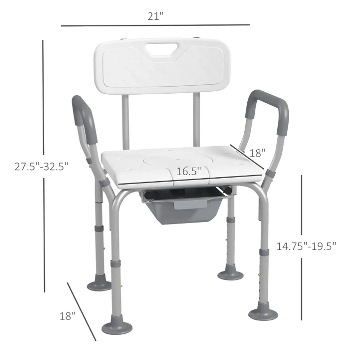 GENERICO - Silla Baño Ducha Portatil Adulto Mayor Enfermos Aluminio
