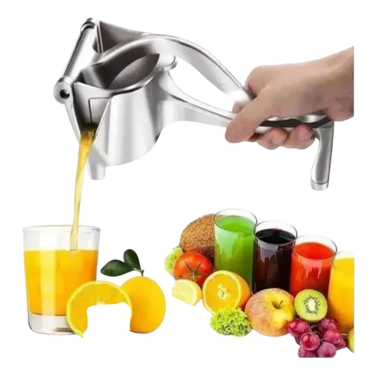 GENERICO - Exprimidor Saca Jugo Manual Metalico Frutas