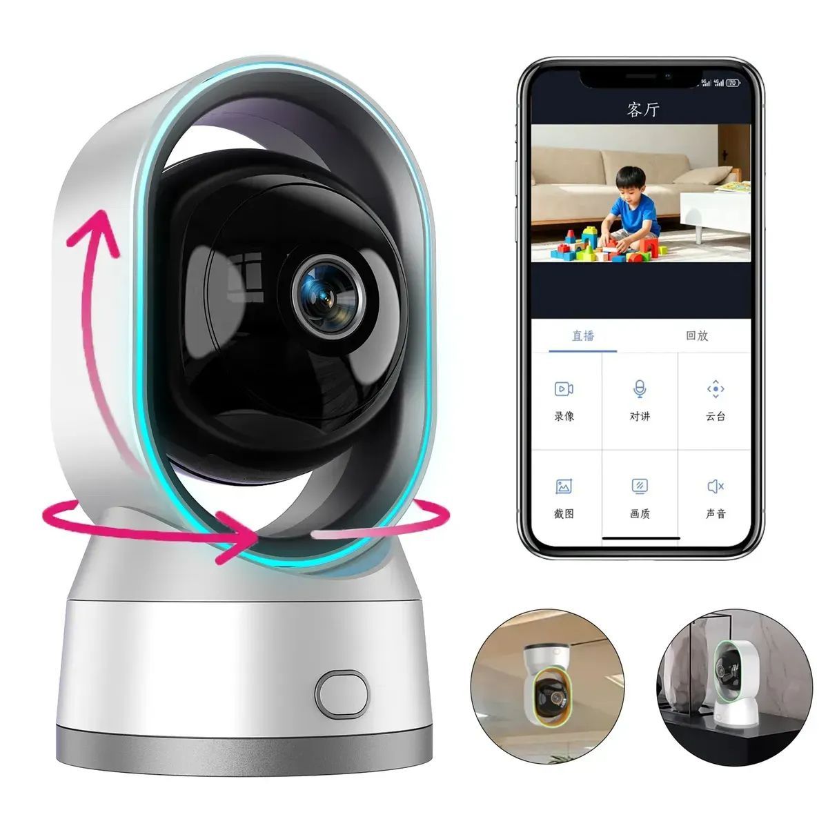EVERSO - Cámara De Seguridad Interior, 3mp Cámara Wifi, Audio Bidireccional, Control Remoto, Detección De Movimiento