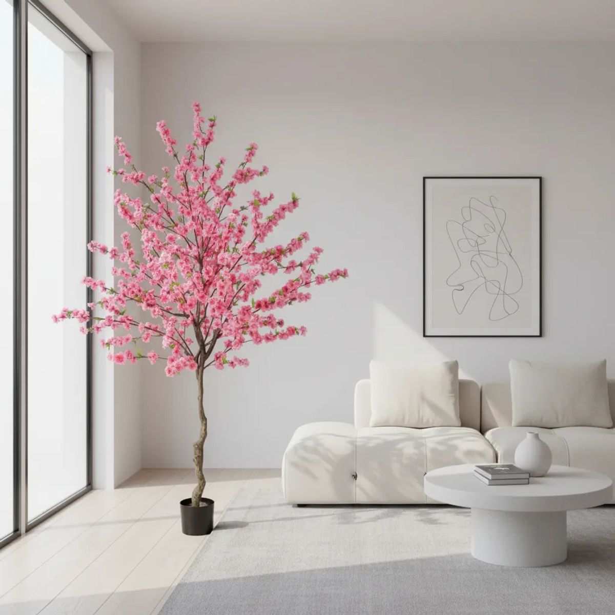 GENERICO - Planta Artificial Cerezo Sakura Hogar Con Macetero 1.50cm