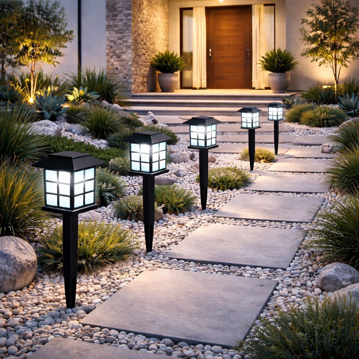 GENERICO - LUXE SOLAR GARDEN™ COLLECTION: SET 6 FOCOS DE ALTA ARQUITECTURA LUMÍNICA