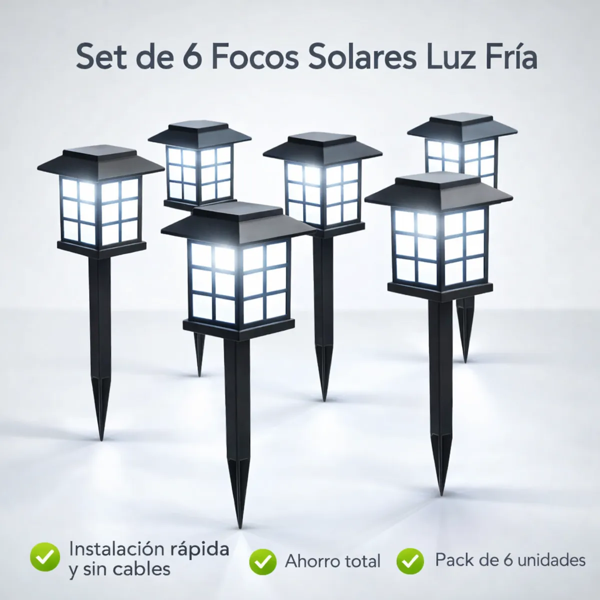 GENERICO - LUXE SOLAR GARDEN™ COLLECTION: SET 6 FOCOS DE ALTA ARQUITECTURA LUMÍNICA