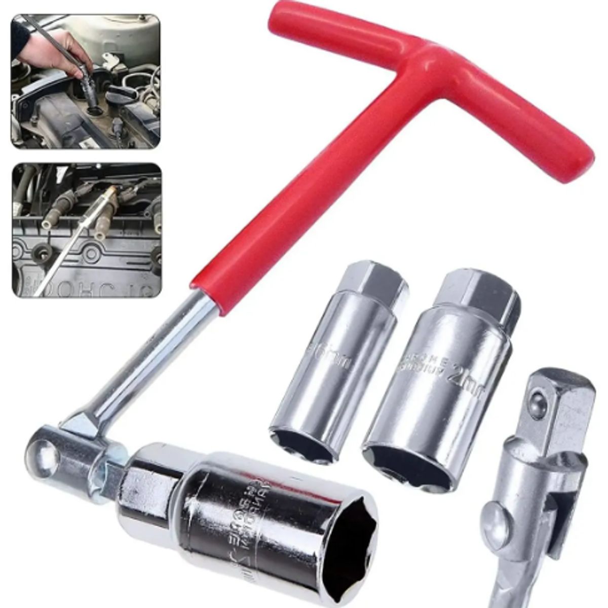 GENERICO - Kit Llave Saca Bujías 4 Piezas 16mm 18mm 21mm