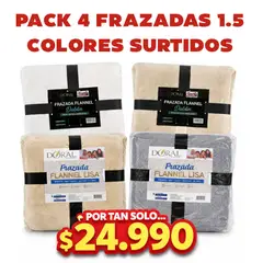 DORAL - PACK DE 4 Frazadas Térmica 1.5 Plazas COLORES SURTIDOS