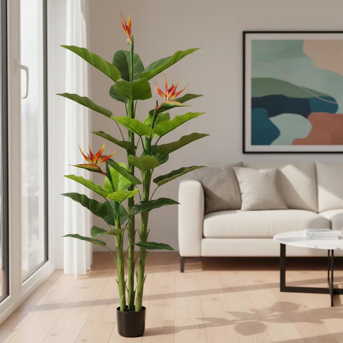 GENERICO - Planta Artificial Ave Del Paraiso Con Macetero 1.80cm