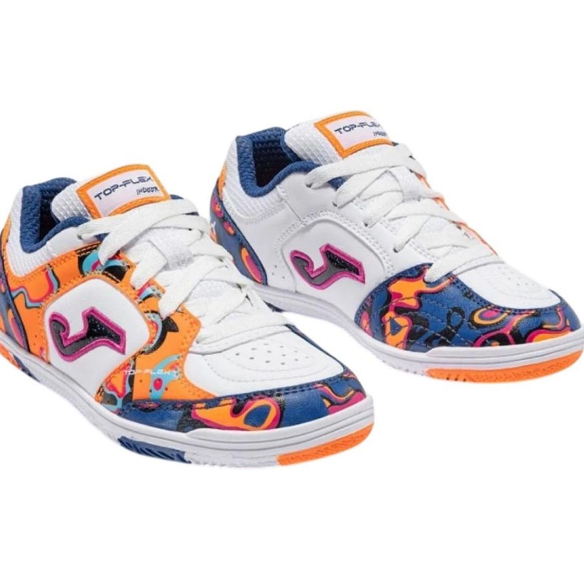 JOMA - Zapatilla Fútbol Sala Kids Top Flex Blanco Naranjo Joma