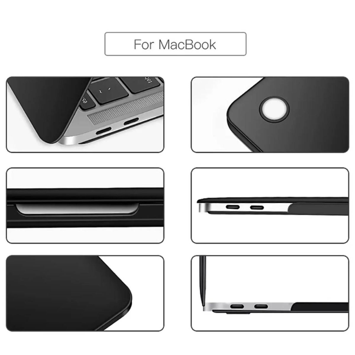 GENERICO - Carcasa Protectora Negra Mate para MacBook Air 13.6 M2 / M3 / M4 / M5