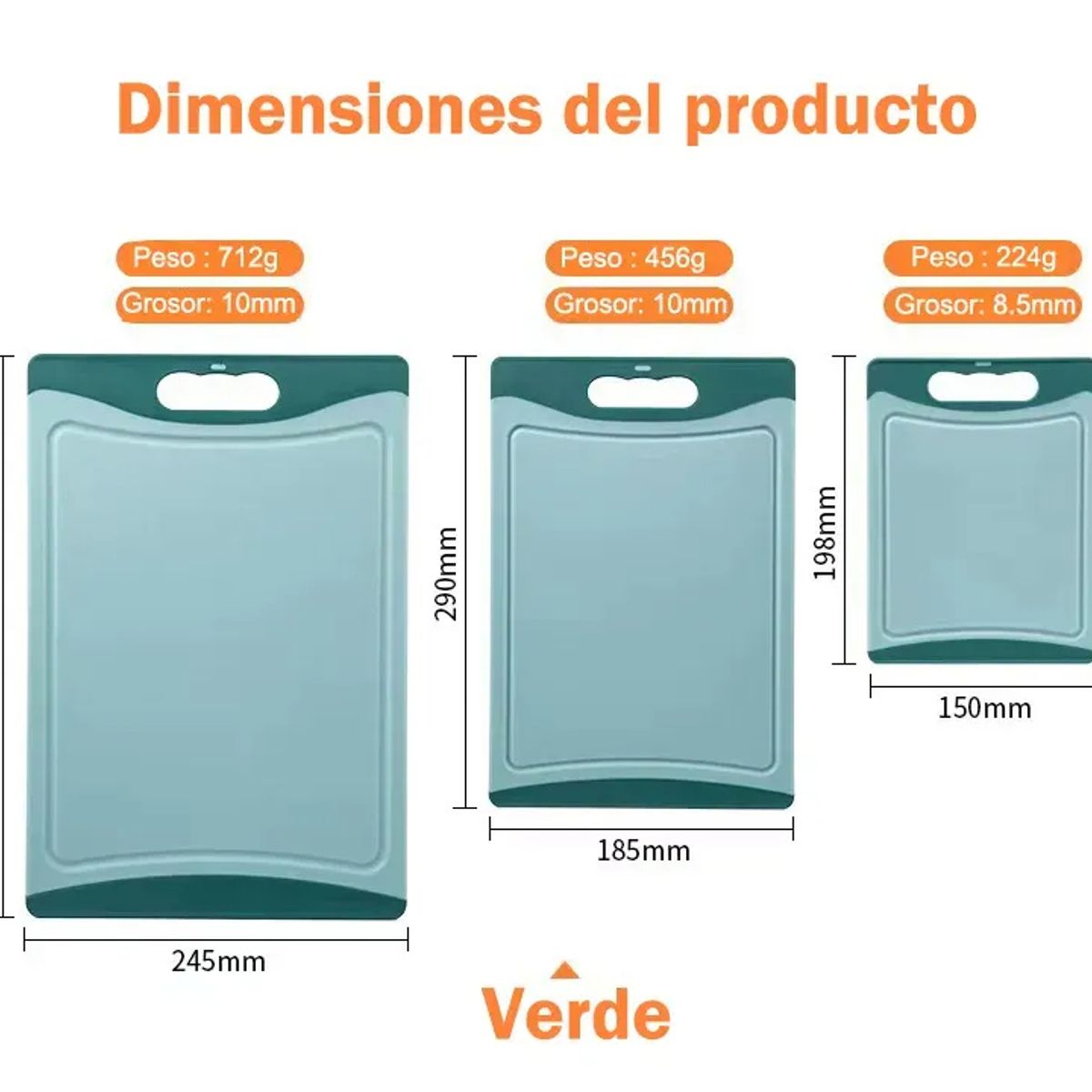 EVERSO - Set De 3 Tablas De Cortar De Plástico Para Picar Y Cortar, Tablas De Cortar Apto Para Lavavajillas, Asas De Fácil Agarre