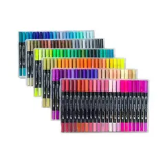 GENERICO - 132 Marcadores de Doble Punta Tipo Pincel Colores