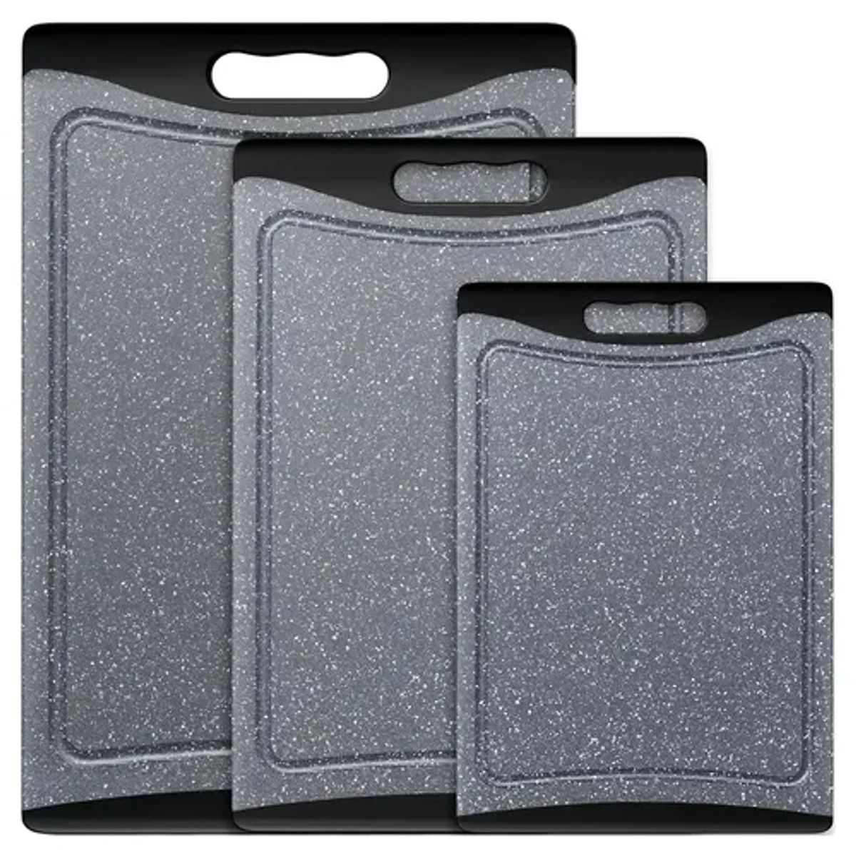 EVERSO - Set De 3 Tablas De Cortar De Plástico Para Picar Y Cortar, Tablas De Cortar Apto Para Lavavajillas, Asas De Fácil Agarre