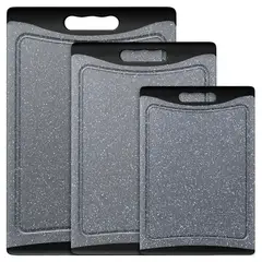 EVERSO - Set De 3 Tablas De Cortar De Plástico Para Picar Y Cortar, Tablas De Cortar Apto Para Lavavajillas, Asas De Fácil Agarre