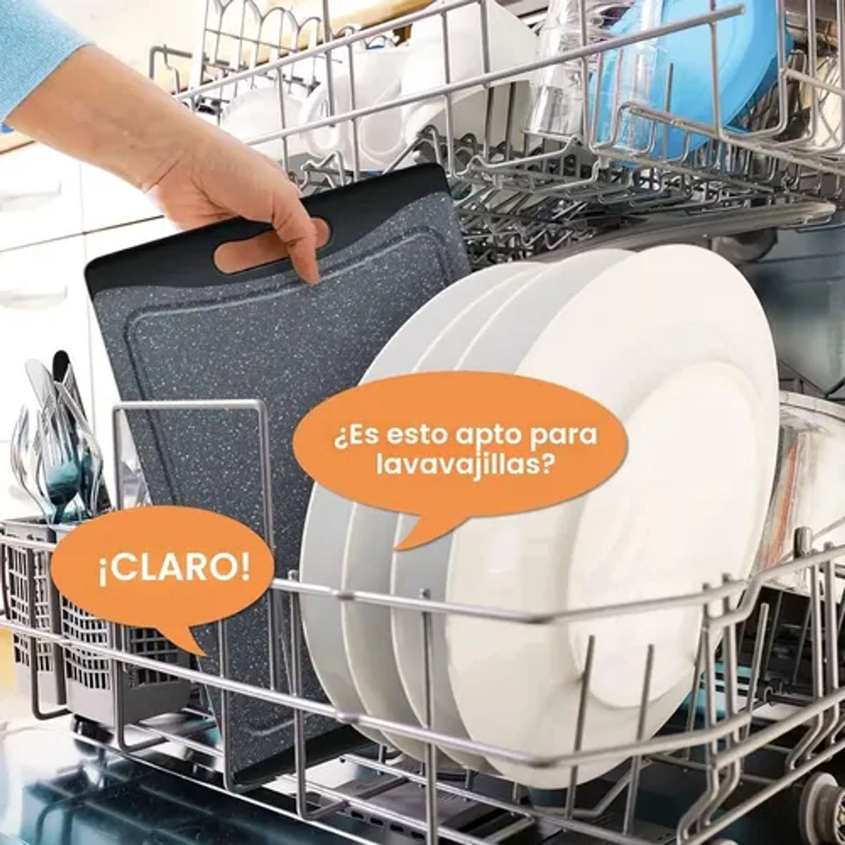 EVERSO - Set De 3 Tablas De Cortar De Plástico Para Picar Y Cortar, Tablas De Cortar Apto Para Lavavajillas, Asas De Fácil Agarre