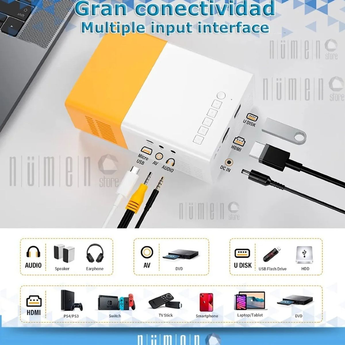 IRM - Proyector Hd Portatil Cine En Casa Control Remoto Imagen Nitida Led Cine Hogar Calidad  FIGOIMPORT