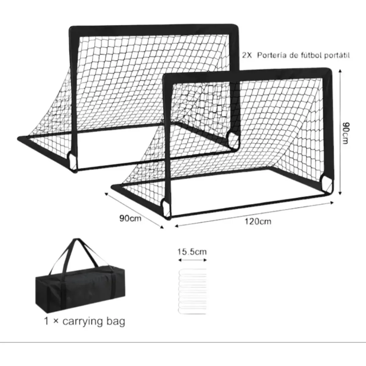 GENERICO - Juego de 2 Porterías de Fútbol Portátil para Niños 120x90cm