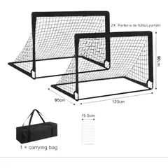 GENERICO - Juego de 2 Porterías de Fútbol Portátil para Niños 120x90cm