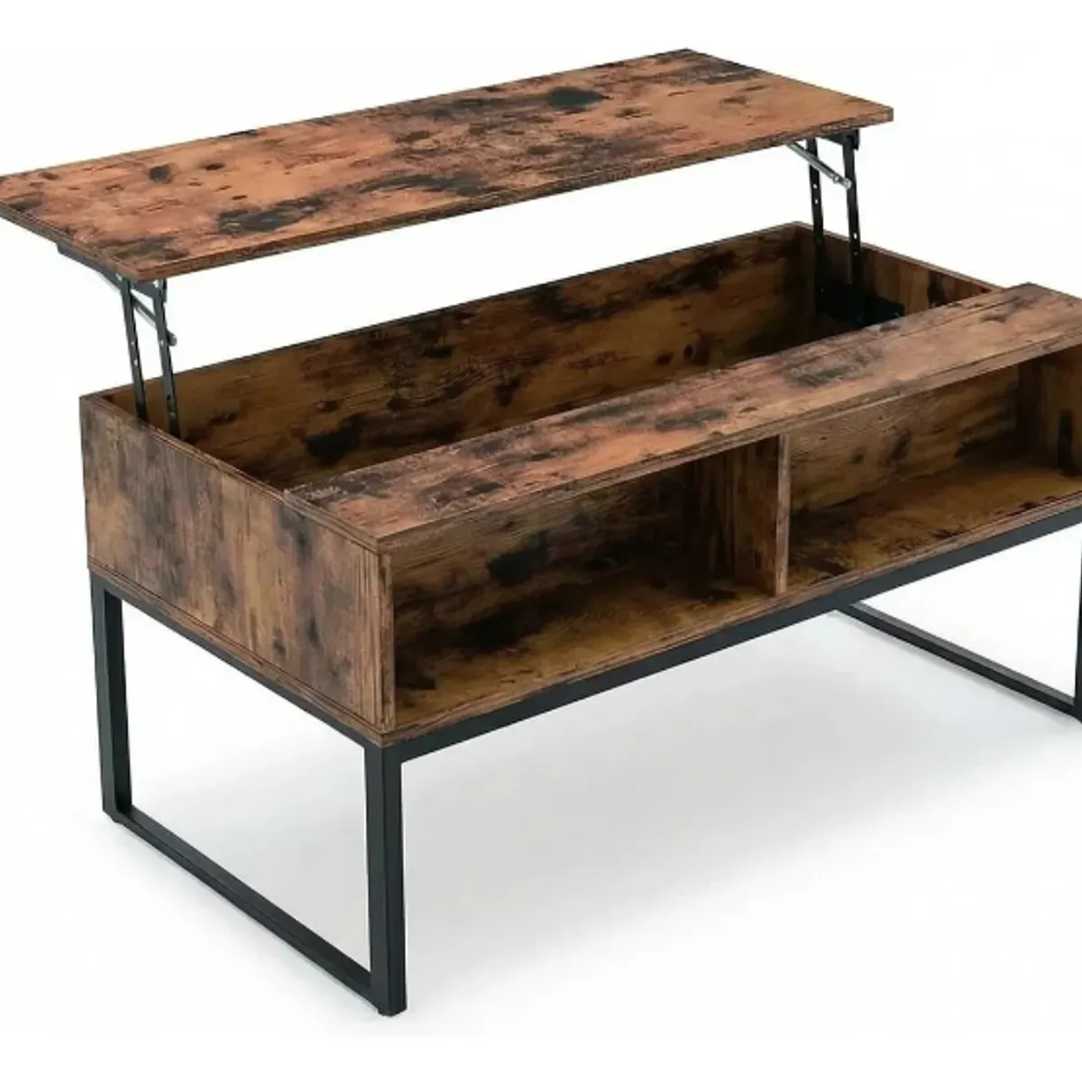 IDEEHOUSE - Mesa De Centro Estilo Rústico Elevable Marrón