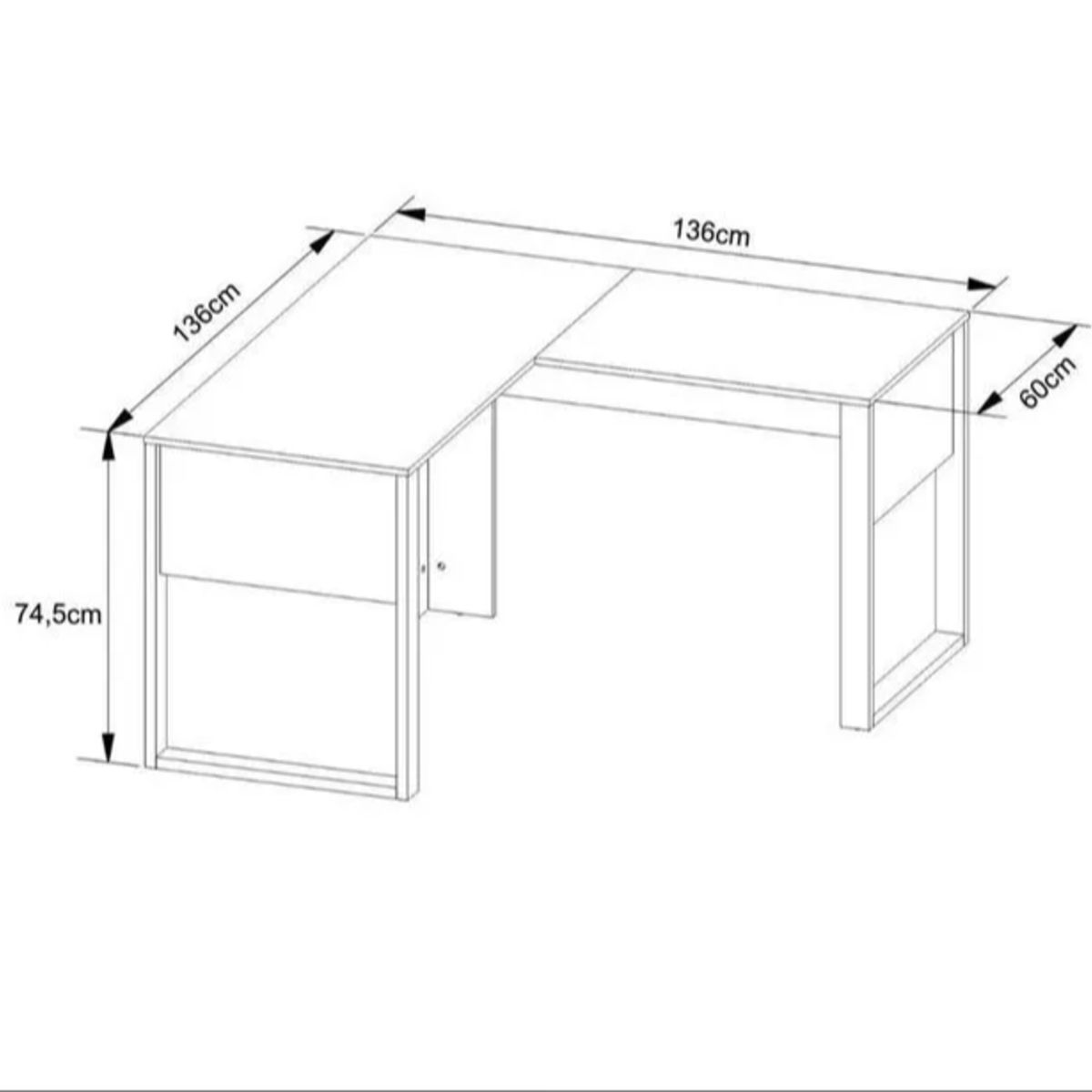 TECNOMOBILI - Escritorio esquinero en L 136x60x74,5x136 cm Tecnomobili