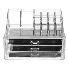 GENERICO - Organizador de Maquillaje Acrílico Cosmetic Transparente 3 Cajones