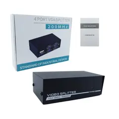 GENERICO - Spliter VGA De 1 Entrada Por 4 Salidas De 200MHZ Con Transformador