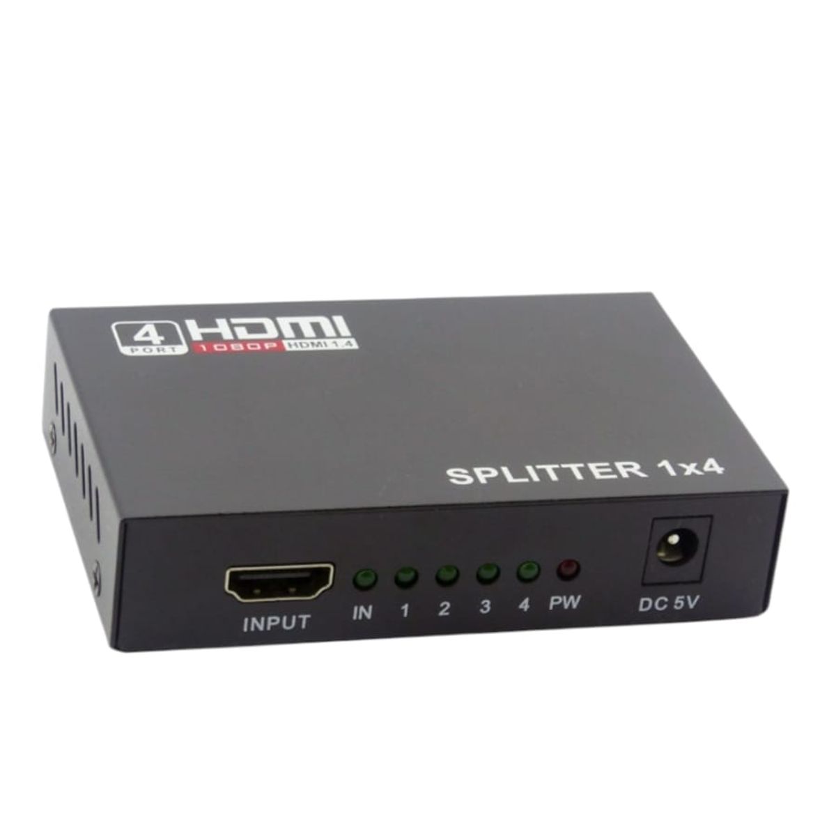 GENERICO - Splitter HDMI Full HD 1080, 4 Salidas, Con Transformador