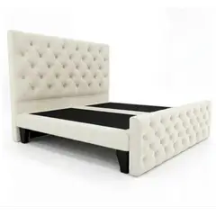 GENERICO - Base de Cama Doble Respaldo 2 Plazas Crudo Felpa